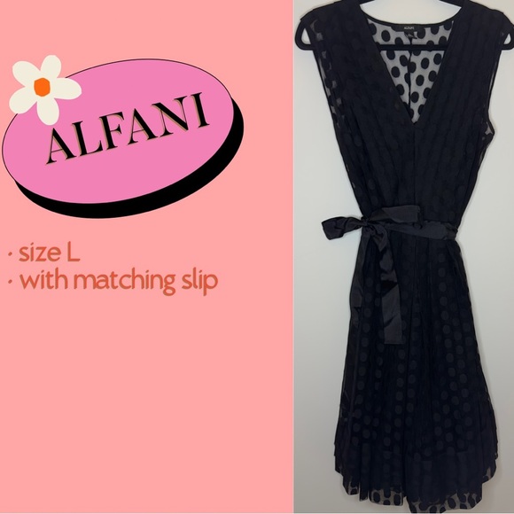 ALFANI Size Large Black Cocktail Dress with Matching Slip - Picture 1 of 3